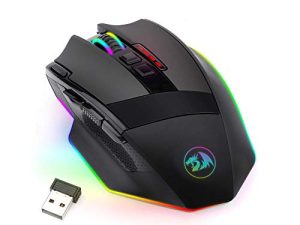 Redragon M801 Gaming Mouse LED RGB Backlit MMO 9 Programmable Buttons Mouse with Macro Recording Side Buttons Rapid Fire Button 16000 DPI for Windows PC Gamer (Wireless