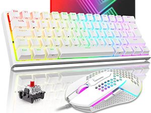 60% Mechanical Keyboard and Honeycomb Mouse Combo Wired All 62-Key Anti-ghosting RGB Backlit Gaming Keyboard