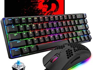60% Mechanical Gaming Keyboard Blue Switch Mini 68 Keys Wired Type C 18 Backlit Effects