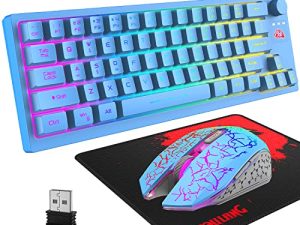 FELICON RGB Tenkeyless Wireless Gaming Keyboard and Mouse Combo with 64 Keys Compact Rechargeable 4000mAh Battery Mechanical Feel Anti-ghosting Keybard
