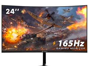 CRUA 24 inch 144hz/165hz Curved Gaming Monitor，FHD 1080P Frameless Computer Monitor，Support AMD freesync Low Motion Blur