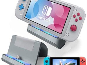 TNE - Switch Lite Charger Stand | Mini Charging Display Dock Station Holder Accessories with USB Type C Port for Nintendo Switch/Switch Lite 2019 Portable Gaming System (Gray/Grey)