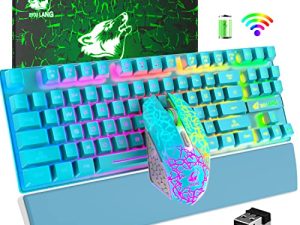 Wireless Gaming Keyboard Mouse Combo and Wrist Rest