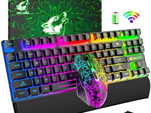 Wireless Gaming Keyboard Mouse Combo and Wrist Rest