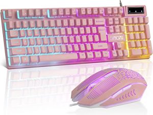 Pink Gaming Keyboard and Mouse Combo