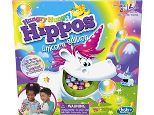 Hasbro Gaming Hungry Hungry Hippos Unicorn Edition Board Game; Pre-School Game for Kids ages 4 and Up; For 2 to 4 Players