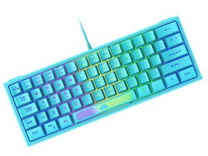 ZIYOU LANG K61 60% Gaming Keyboard Mini Portable with Rainbow RGB Backlit Ergonomic 62Key Layout 19Key Anti-ghosting Mechanical Feel Waterproof USB Wired for PC Mac Windows Gamer Laptop Typists(Blue)