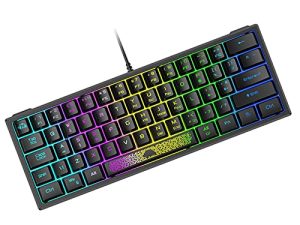 ZIYOU LANG K61 60% Gaming Keyboard Mini Portable with Rainbow RGB Backlit Ergonomic 62Key Layout 19Key Anti-ghosting Mechanical Feel Waterproof USB Wired for PC Mac Windows Gamer Laptop Typists(Black)